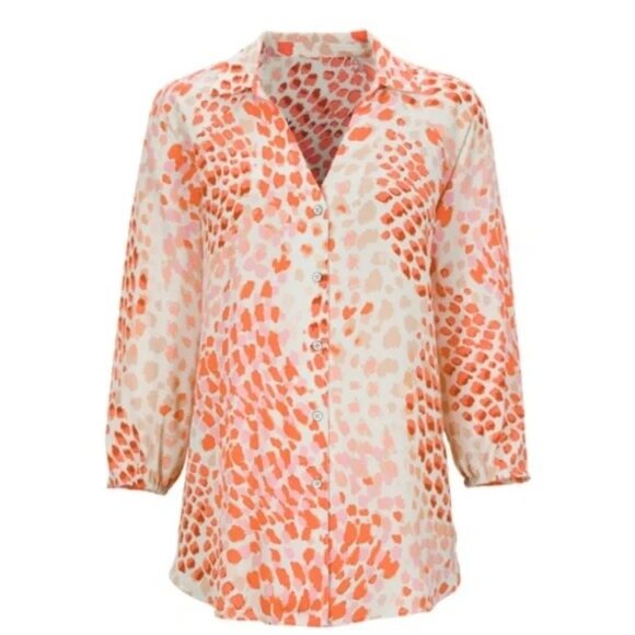 Cabi Womens go to blouse orange beige leopard print size medium - Picture 8 of 11